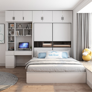 床衣柜一体床现代简约高箱体1.2米单人小房间省空间儿童榻榻米床